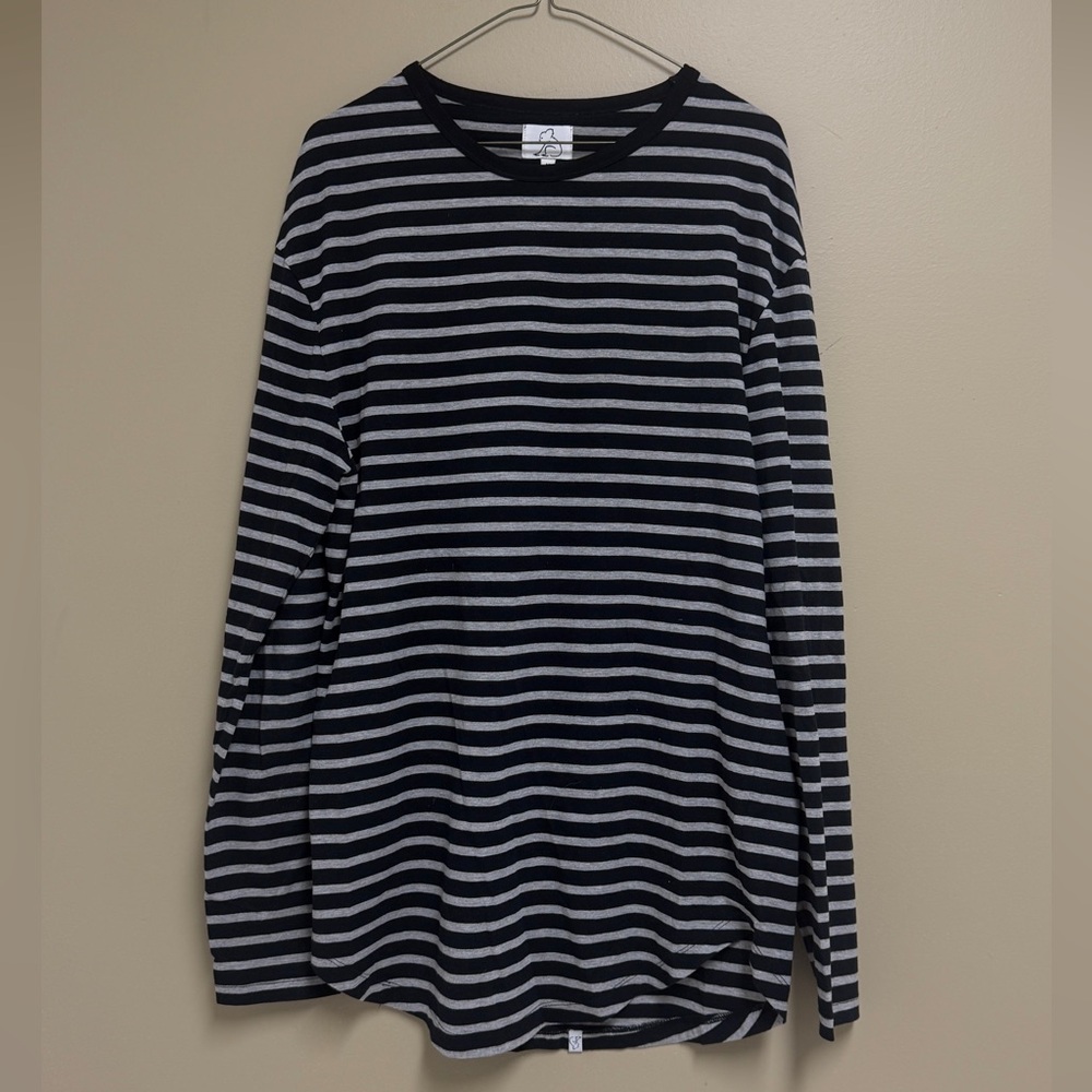 Kuwalla Black and White Striped Long Sleeve Shirt